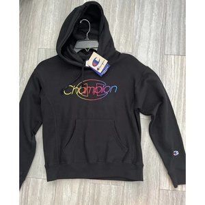 CHAMPION Hoodie Reverse Weave Black Sweatshirt Womens Size Small NWT